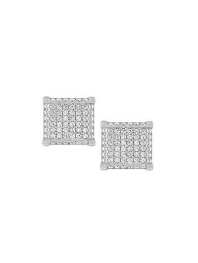 Esquire Men's Sterling Silver & Cubic Zirconia Rectangle Stud Earrings