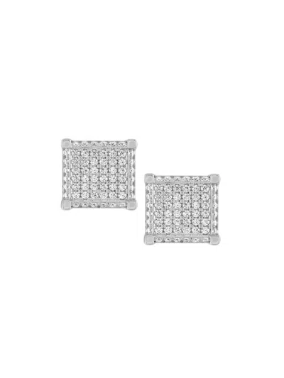 Esquire Men's Sterling Silver & Cubic Zirconia Rectangle Stud Earrings In Metallic