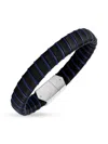 Esquire Men's Sterling Silver & Leather Bracelet In Black