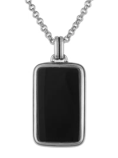 Esquire Men's Sterling Silver & Onyx Dog Tag Pendant Necklace