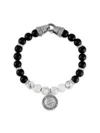 Esquire Men's Sterling Silver, Black Agate & Howlite Beaded Bracelet In Black