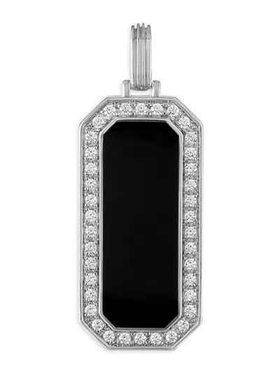 Esquire Men's Sterling Silver, Black Ip & Cubic Zirconia Pendant Necklace In Yellow