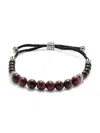 ESQUIRE MEN'S STERLING SILVER, RED TIGERS EYE & BLACK AGATE BOLO BRACELET