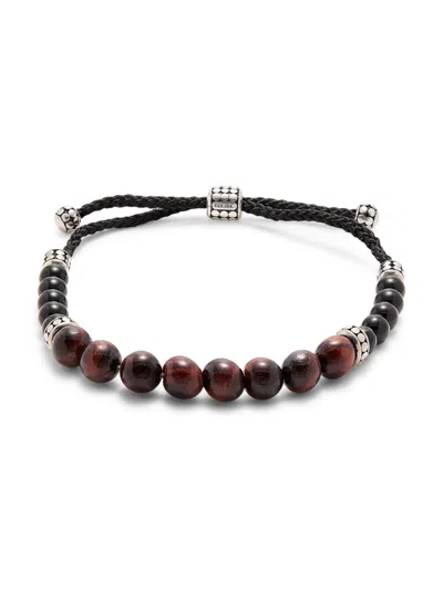 Esquire Men's Sterling Silver, Red Tigers Eye & Black Agate Bolo Bracelet In Multi