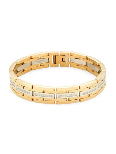 Esquire Men's Two Tone Ip Goldtone Stainless Steel & 0.5 Tcw Diamond Link Bracelet In Neutral