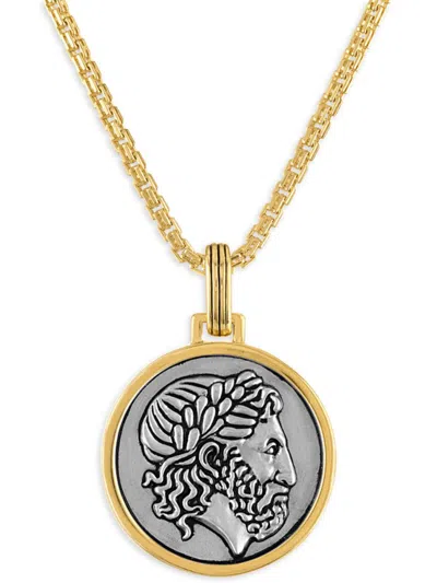 Esquire Men's Two Tone Sterling Silver Pendant Necklace
