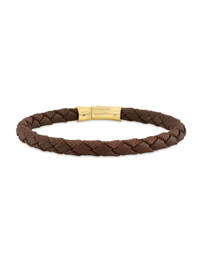 Esquire Men's Yellow Goldplated Nylon & Leather Braided Bracelet In Yellow Goldtone