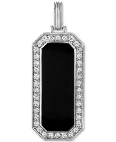 Esquire Men's Jewelry Black Ceramic & Cubic Zirconia Pendant In Sterling Silver, Created For Macy's