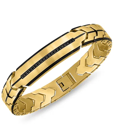 Esquire Men's Jewelry Black Diamond Chevron Link Bracelet (1/4 Ct. T.w.) In Stainless Steel, Created For Macy's In Gold-tone