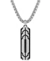 Esquire Men's Jewelry Black Diamond Dog Tag 22" Pendant Necklace In Stainless Steel & Black Ion-plate, Created For Macy's In Black