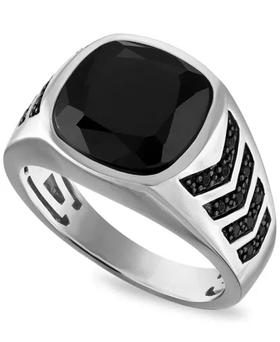 Esquire Men's Jewelry Black Onyx And Black Spinel Stones Ring In Sterling Silver In Metallic
