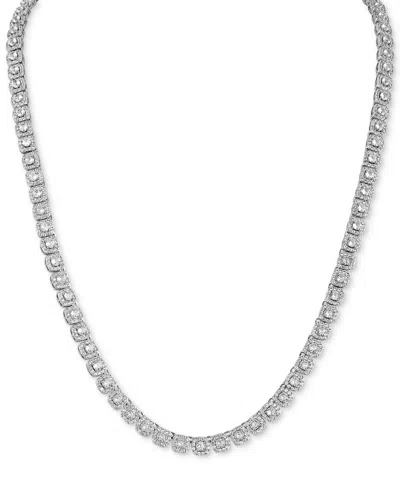 Esquire Men's Jewelry Cubic Zirconia 22" Tennis Necklace In Sterling Silver, Created For Macy's