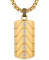 Esquire Men's Jewelry Diamond Chevron Dog Tag 22" Pendant Necklace (1/20 Ct. T.w.) In Black & Gold-tone Ion Plated Stainle In Gold