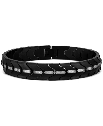 Esquire Men's Jewelry Diamond Chevron Flex Bracelet (1/4 Ct. T.w.) In Black Ion-plated Stainless Steel