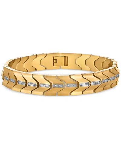 Esquire Men's Jewelry Diamond Chevron Link Bracelet (1/4 Ct. T.w.) In Stainless Steel & Gold Ion-plate, Exclusively At Mac
