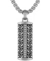 Esquire Men's Jewelry Diamond Dog Tag 22" Pendant Necklace (1/6 Ct. T.w.) In Stainless Steel & Black Ion-plated Stainless 