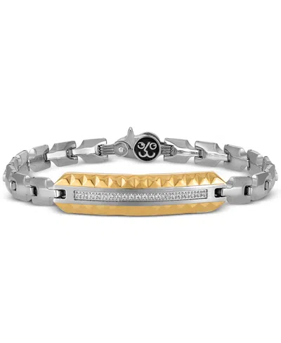 Esquire Men's Jewelry Diamond Id Bracelet (1/5 Ct. T.w.) In Stainless Steel & Gold-tone Ion-plated Stainless Steel In Multi