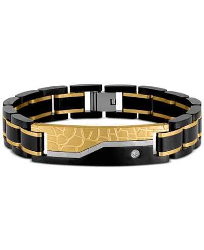 Esquire Men's Jewelry Diamond Watch Link Bracelet (1/20 Ct. T.w.) In Black & Gold Ion-plated Stainless Steel, Created For