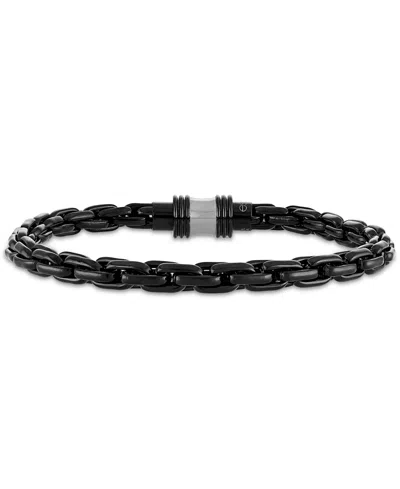 Esquire Men's Jewelry Elongated Oval Link Chain Bracelet In Stainless Steel, Created For Macy's In Black