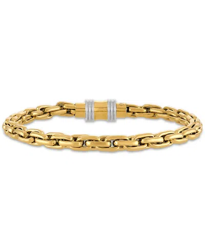 Esquire Men's Jewelry Elongated Oval Link Chain Bracelet In Stainless Steel, Created For Macy's In Gold-tone