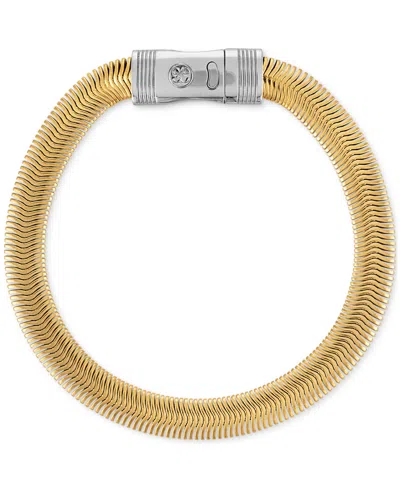 Esquire Men's Jewelry Flat Snake Link Chain Bracelet In Gold-tone Ion Plated Stainless Steel, Exclusively At Macy's