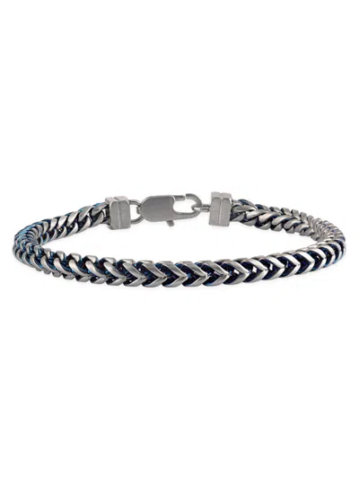 Esquire Men's Jewelry Men's Blue Ion Plated Stainless Steel Chain Bracelet In Metallic