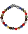 Esquire Men's Jewelry Multi-stone Beaded Bracelet In Sterling Silver, Exclusively At Macy's