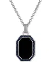 ESQUIRE MEN'S JEWELRY ONYX & LAB-CREATED SAPPHIRE (1/2 CT. T.W.) OCTAGON DOG TAG 22" PENDANT NECKLACE IN STERLING SILVER, 