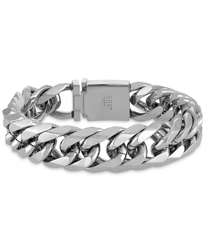 Esquire Men's Jewelry Polished Wide Curb Link Bracelet In Stainless Steel, Created For Macy's
