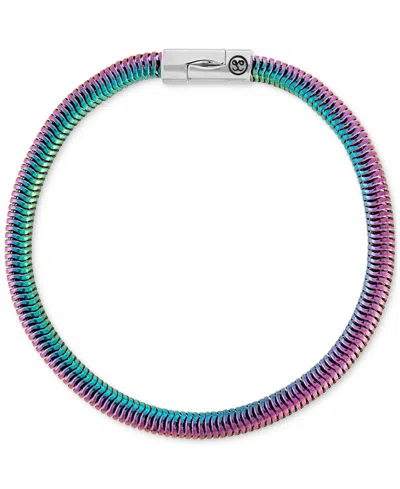 Esquire Men's Jewelry Rainbow Snake Link Chain Bracelet In Anodized Stainless Steel, Exclusively At Macy's In Multi