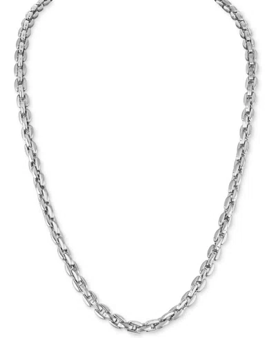 Esquire Men's Jewelry Rounded Box Link 22" Men's Chain Necklace, Exclusively For Macy's In Metallic