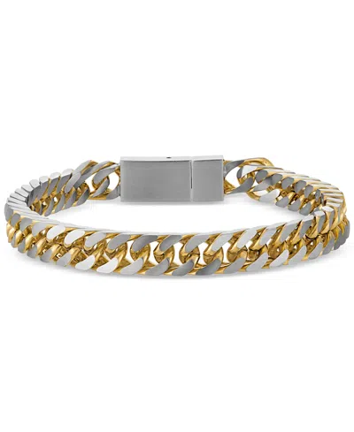 Esquire Men's Jewelry Two-toned Curb Link Chain Bracelet, Exclusively For Macy's In Metallic