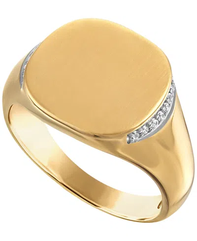 Esquire Men's Jewelry White Diamond Ring (1/10 Ct. T.w.) In 14k Gold-plated Sterling Silver