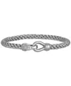 Esquire Men's Jewelry Woven Black Nylon Bracelet In Black Ip Stainless Steel, Created For Macy's In Silver-tone