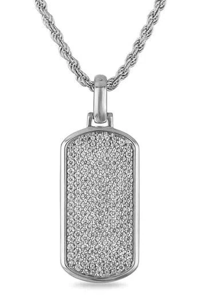 Esquire Pavé Diamond Dog Tag Pendant Necklace In Silver