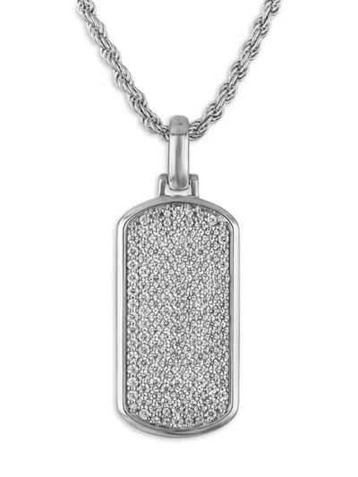 Esquire Rhodium-plated Sterling Silver & 1.50 Tcw Lab-grown Diamond Pavé Pendant Necklace In Metallic