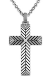 Shop Esquire Rhodium Plated Sterling Silver Diamond Cross Pendant Necklace