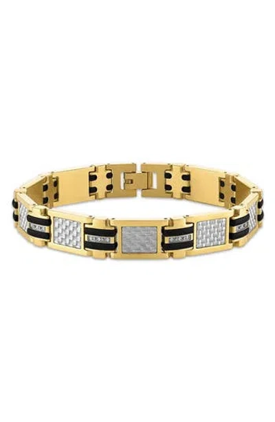 Esquire Stainless Steel Carbon & Diamond Link Bracelet