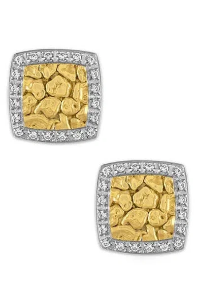 Esquire Stainless Steel Diamond Halo Nugget Stud Earrings