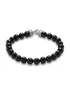 Esquire Sterling Silver & Onyx Beaded Bracelet In Silver