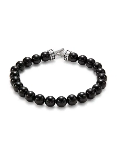 Esquire Sterling Silver & Onyx Beaded Bracelet In Black