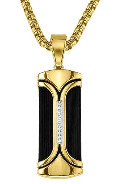 Esquire Two-tone Stainless Steel Diamond Dog Tag Pendant Necklace