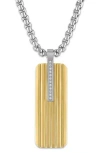 Esquire Two-tone Stainless Steel Diamond Dog Tag Pendant Necklace