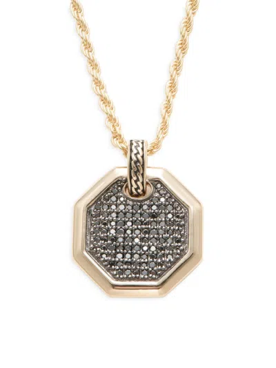 Esquire Women's 14k Goldplated Sterling Silver & 0.5 Tcw Black Diamond Octagon Pendant Necklace