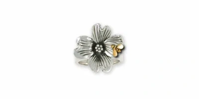 Pre-owned Esquivel And Fees Dogwood Jewelry Silver And Gold Dogwood Ring Handmade Flower Jewelry Dgw1-tnr
