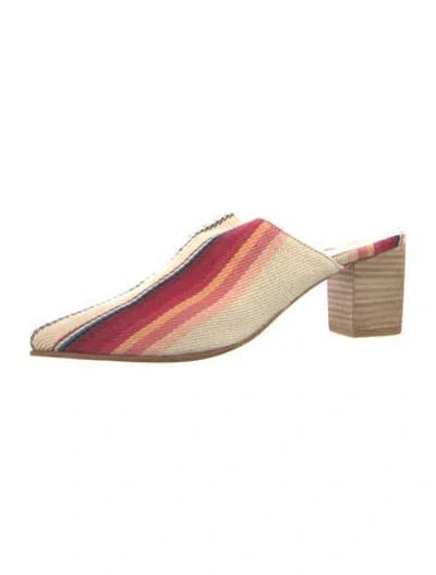 Pre-owned Esquivel Canvas Colorblock Pattern Mules In Red