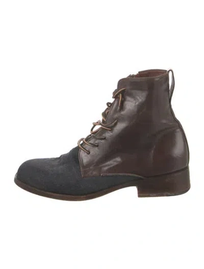 Pre-owned Esquivel Denim Combat Boots In Multi