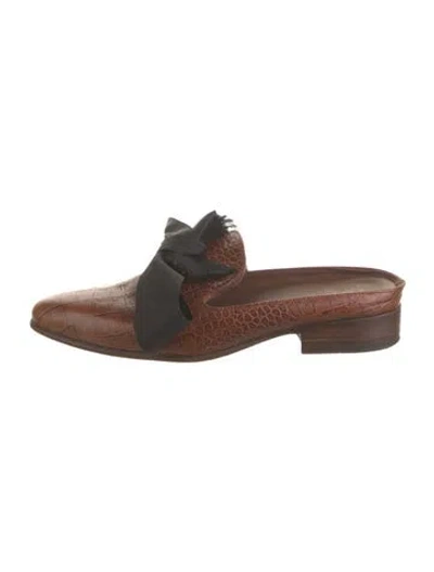 Pre-owned Esquivel Leather Colorblock Pattern Mules In Brown