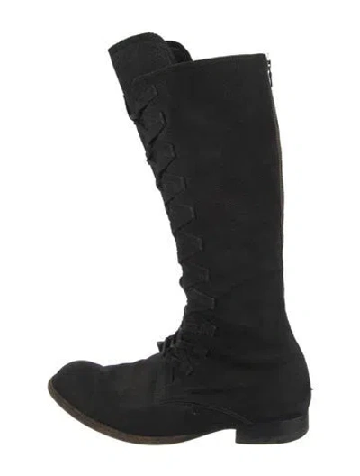 Pre-owned Esquivel Suede Lace-up Boots In Black