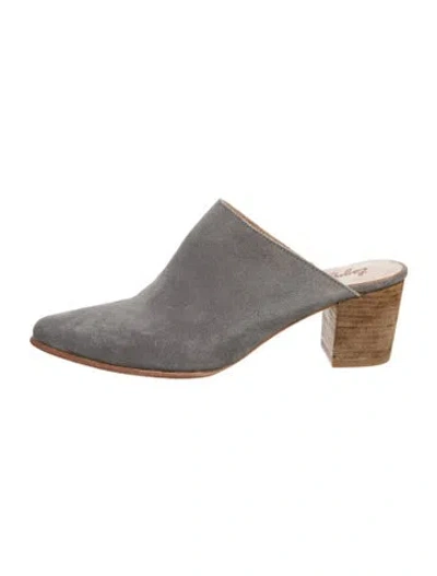 Pre-owned Esquivel Suede Mules In Gray